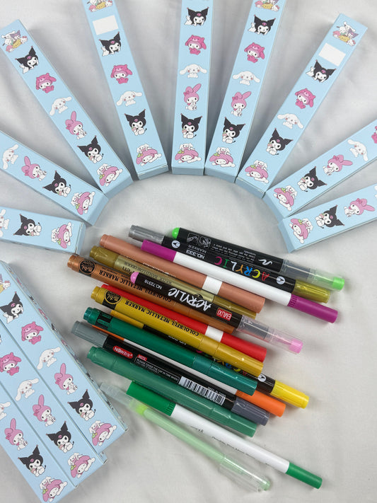 Colorful Box– Pens/Markers/Pencil/Highlighter set, Great for Personal Use or Gifting,open in live